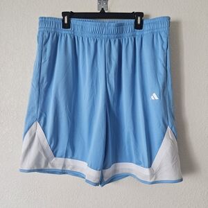 Adidas Men's Light Blue and White Basketball Shorts